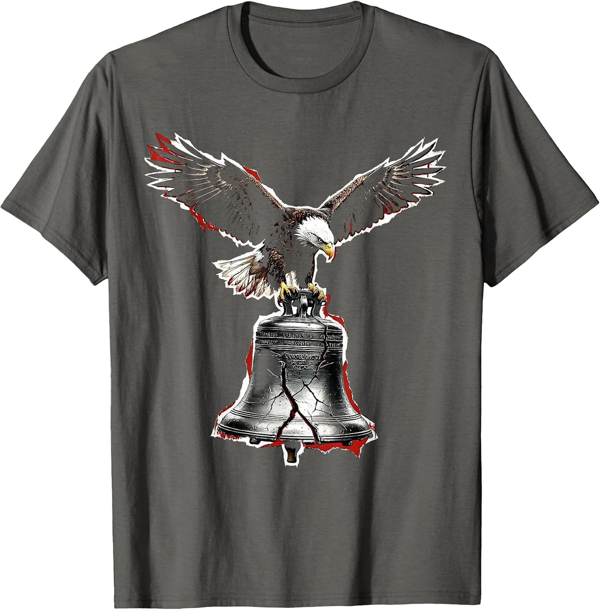 Kirk Freedom Bald Eagle Liberty Bell Design T-Shirt - Asphalt Grey