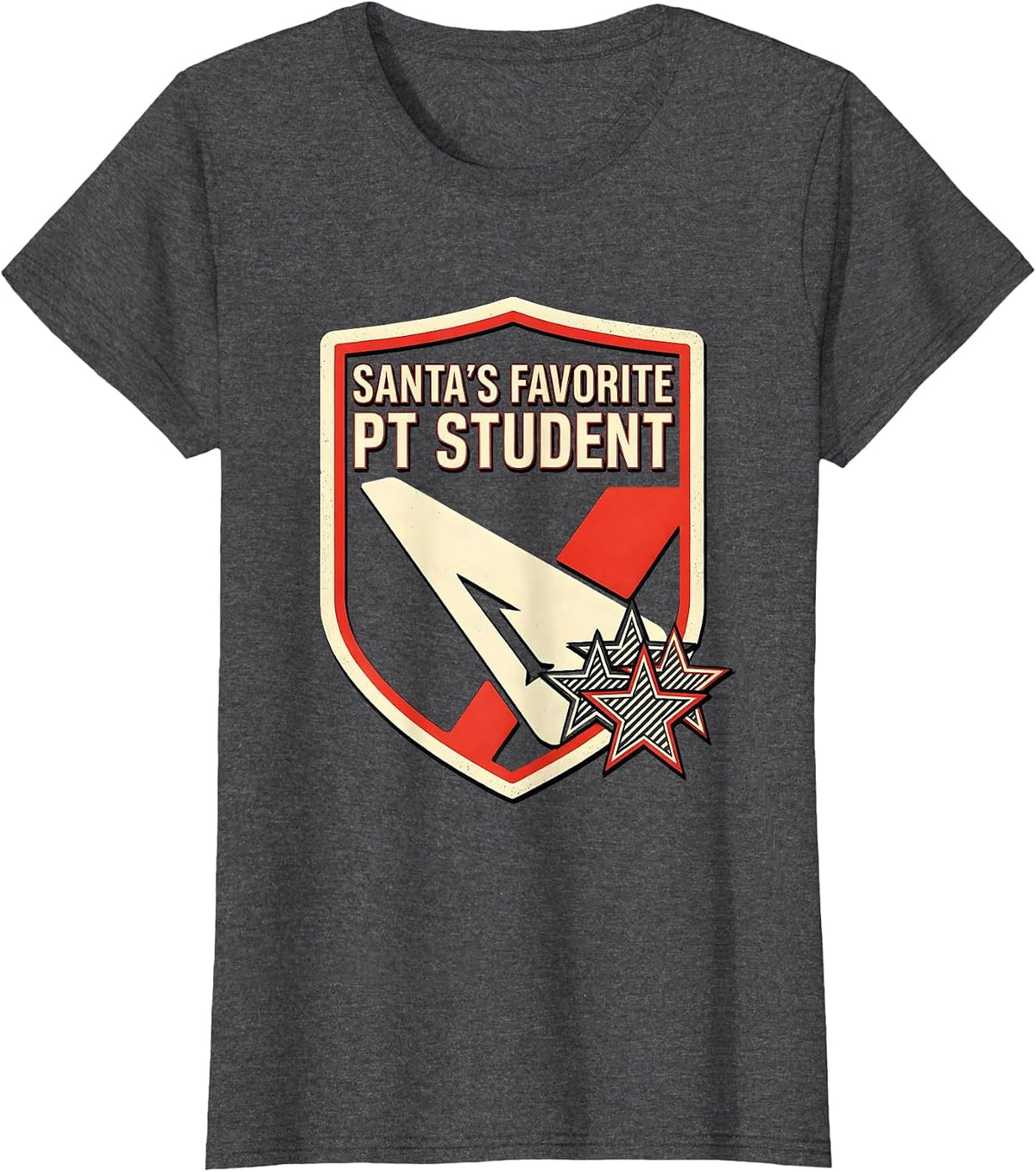 Women's Santa's Favorite PT Student Funny Physical Therapist T-Shirt - Dark Heather Grey