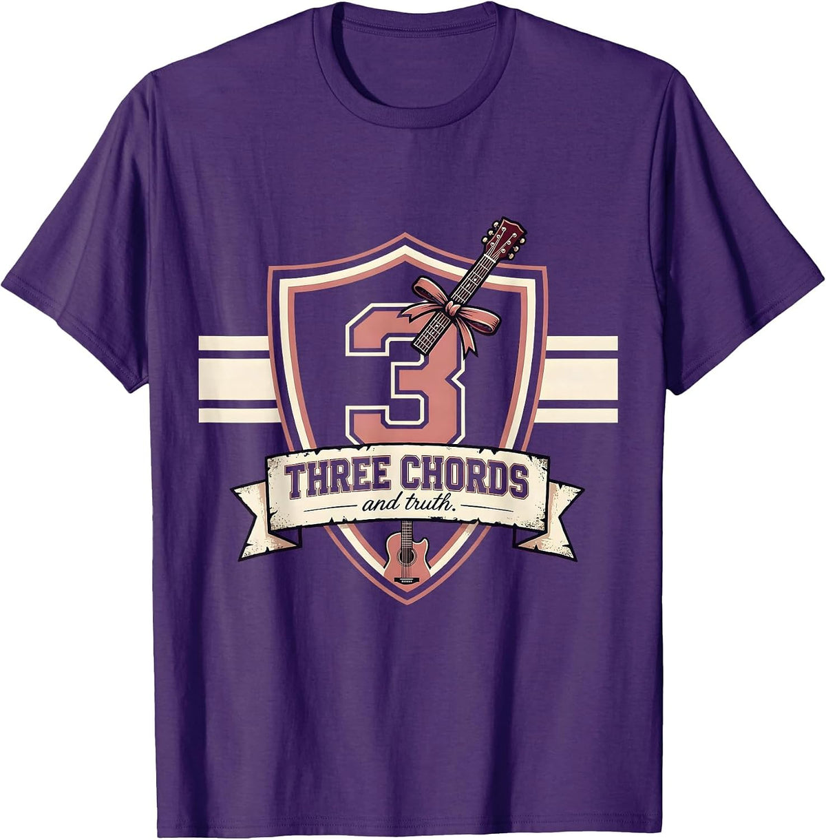 Three Chords and Truth Country Music Design T-Shirt - Purple