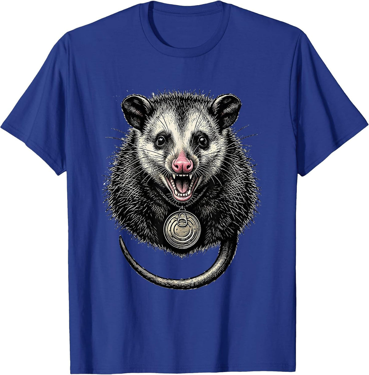 Symmetrical Opossum Portrait Funny Animal Meme T-Shirt - Royal Blue