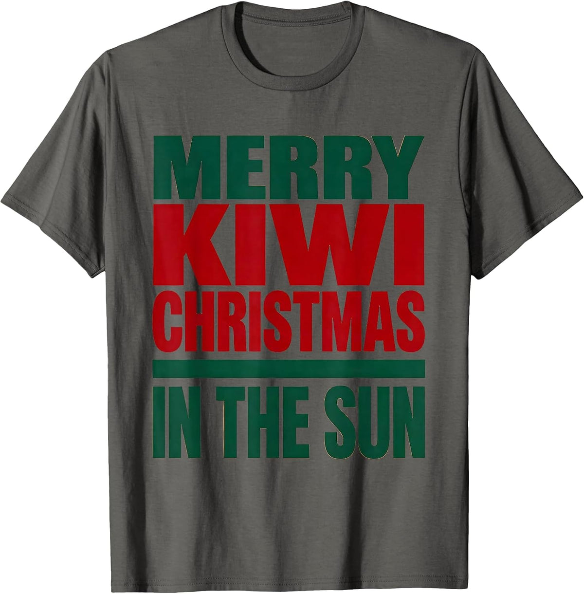 Merry Kiwi Christmas In The Sun Patriotic Kiwi Holiday T-Shirt - Asphalt Grey