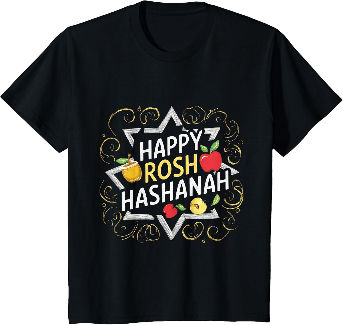 Happy Rosh Hashanah Festive Jewish Celebration Rosh Hashana T-Shirt - Black