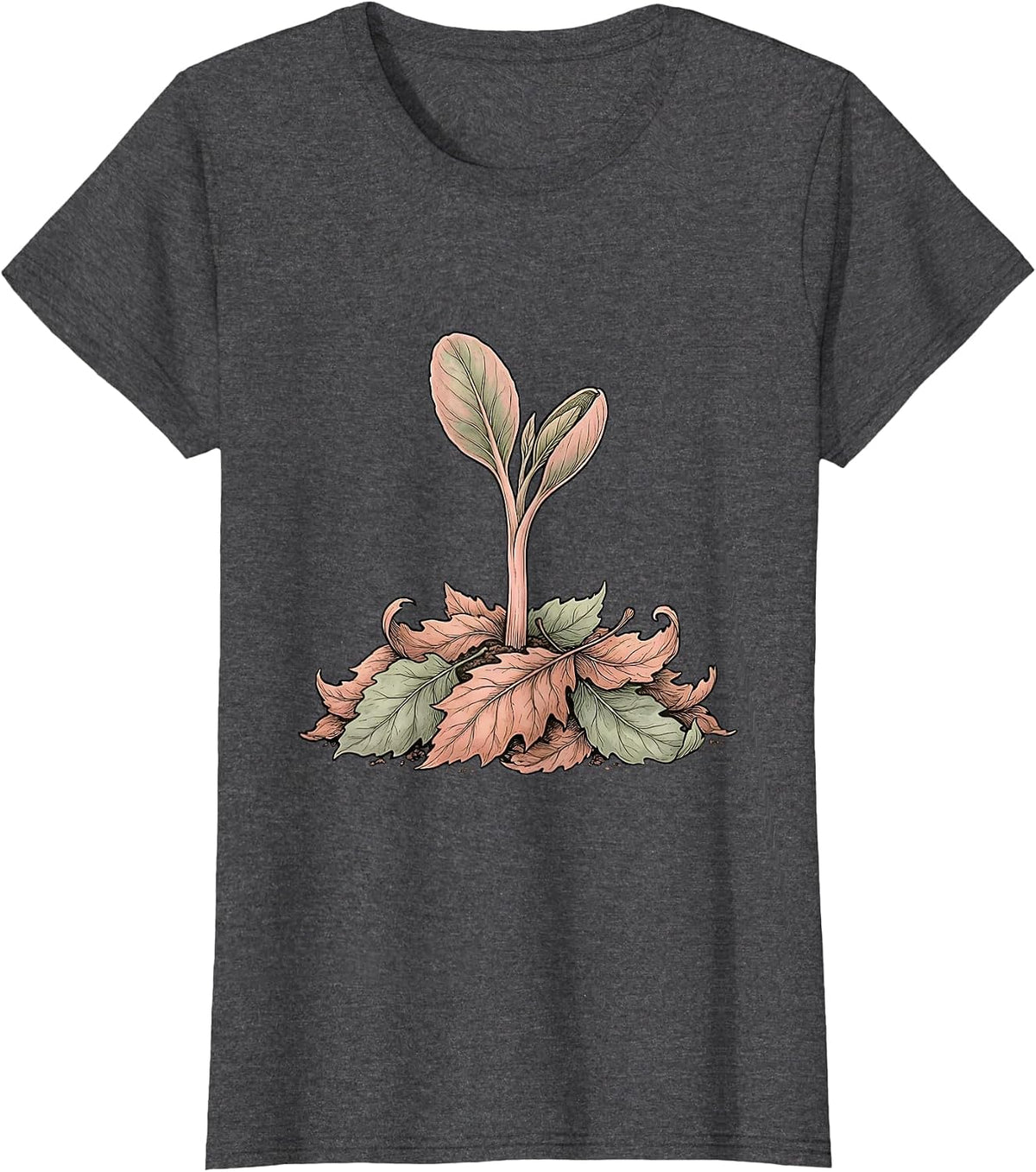 Women's Suicide Prevention Awareness Seedling Growth Art T-Shirt - Dark Heather Grey