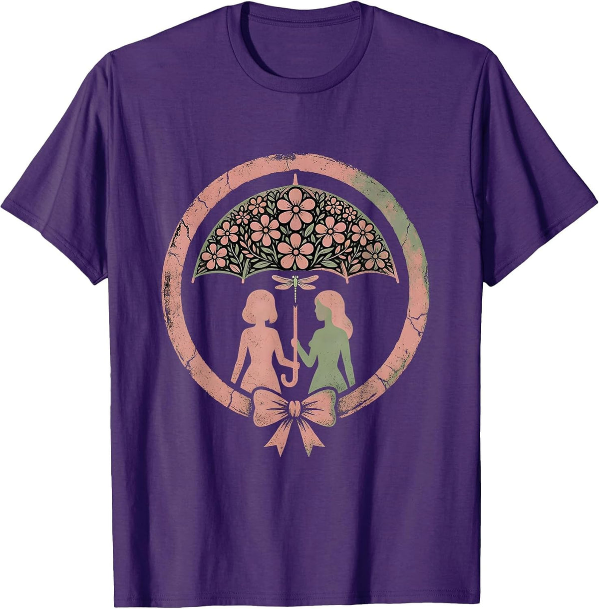 Men's Be Kind Umbrella Sharing Rain Friendship Design T-Shirt - Purple