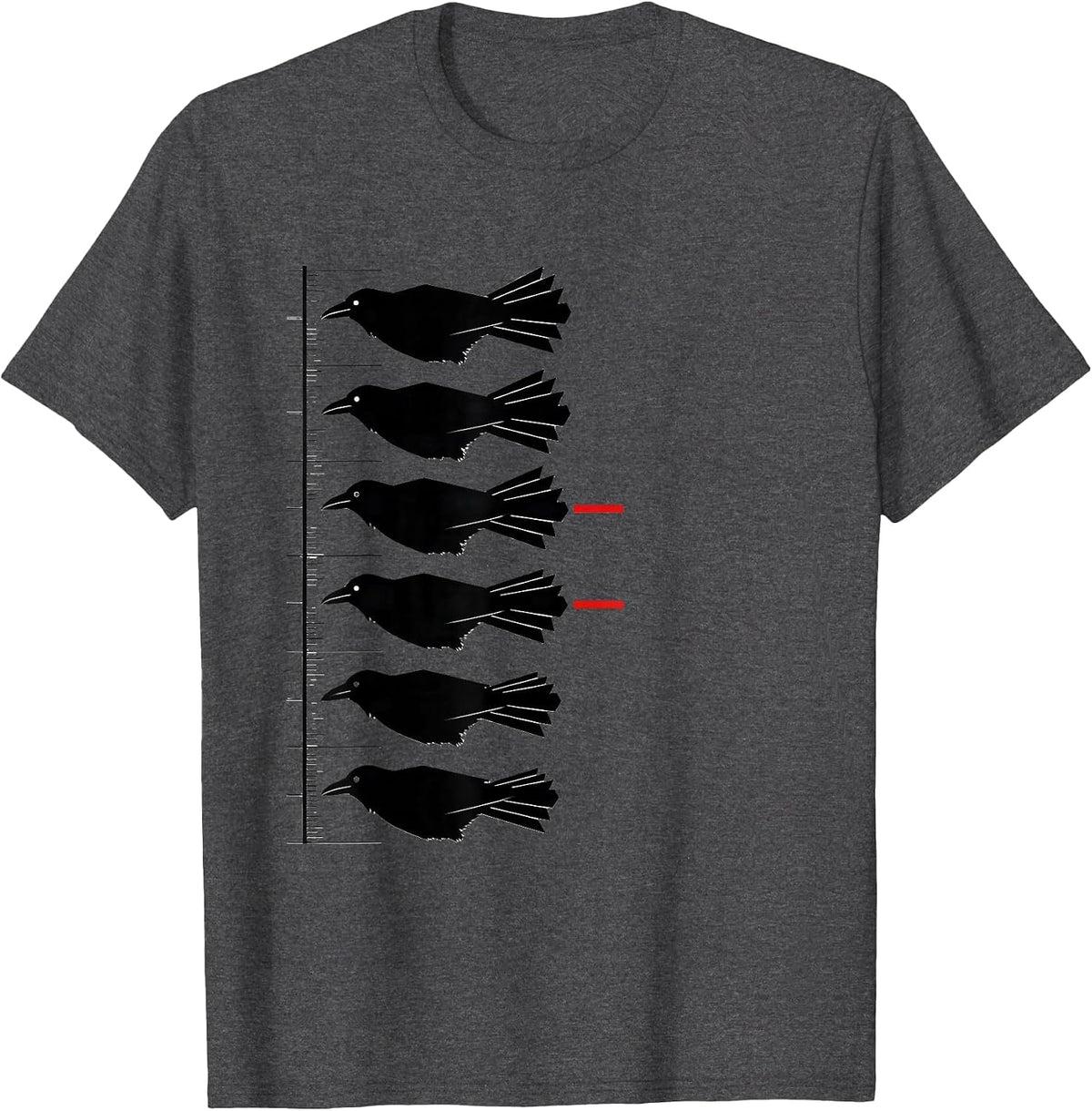 Crow Profile Silhouette Dark Humor Gothic Bird Lover T-Shirt - Dark Heather Grey