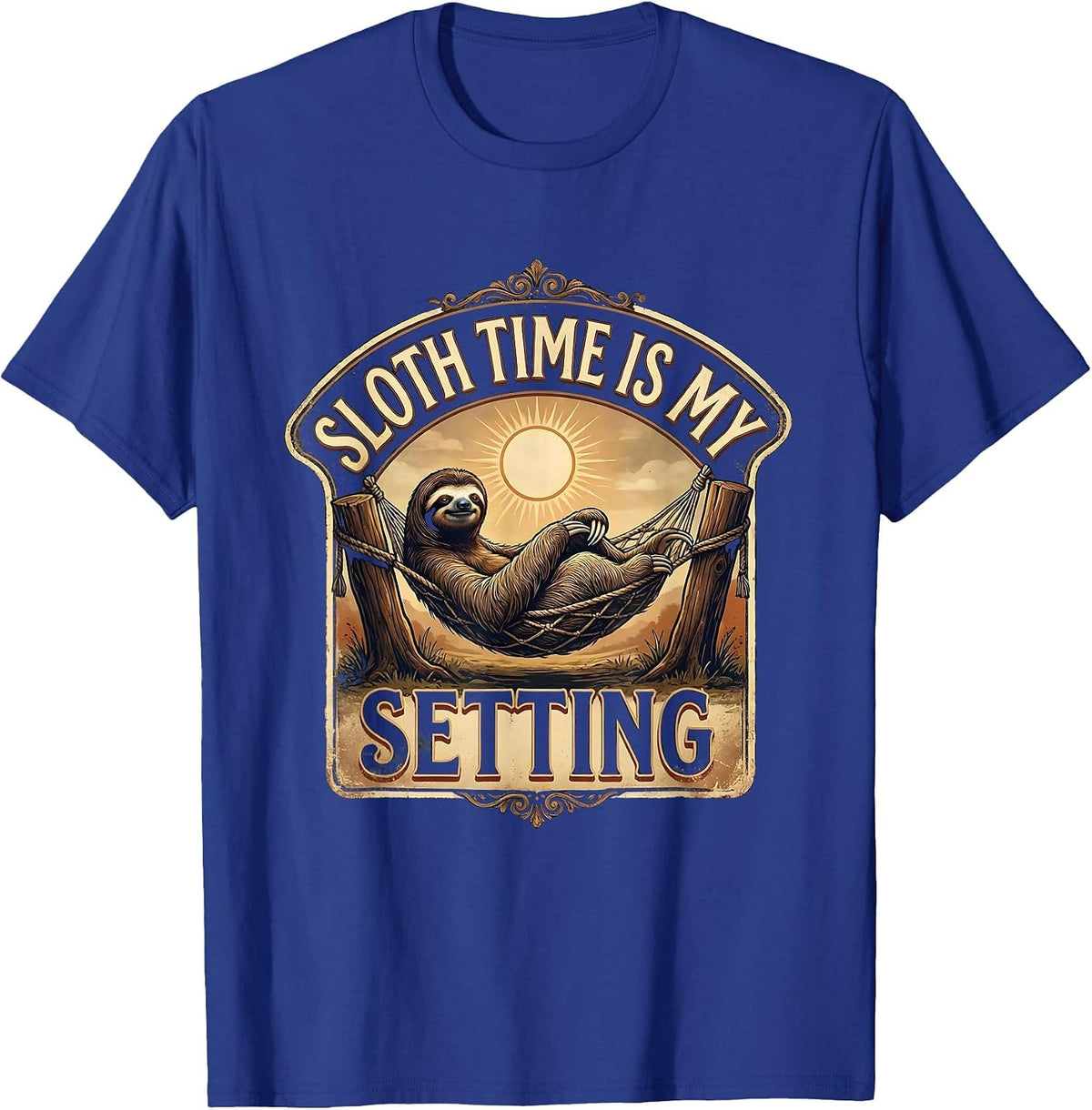 Sloth Time Is My Setting Vintage Funny Sloth Lover Gift T-Shirt - Royal Blue