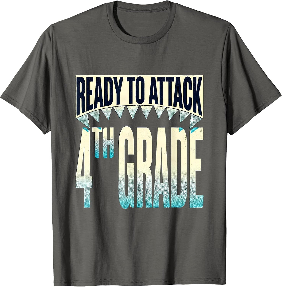 Ready To Attack 4th Grade Shark First Day Of School Boys T-Shirt - Asphalt Grey