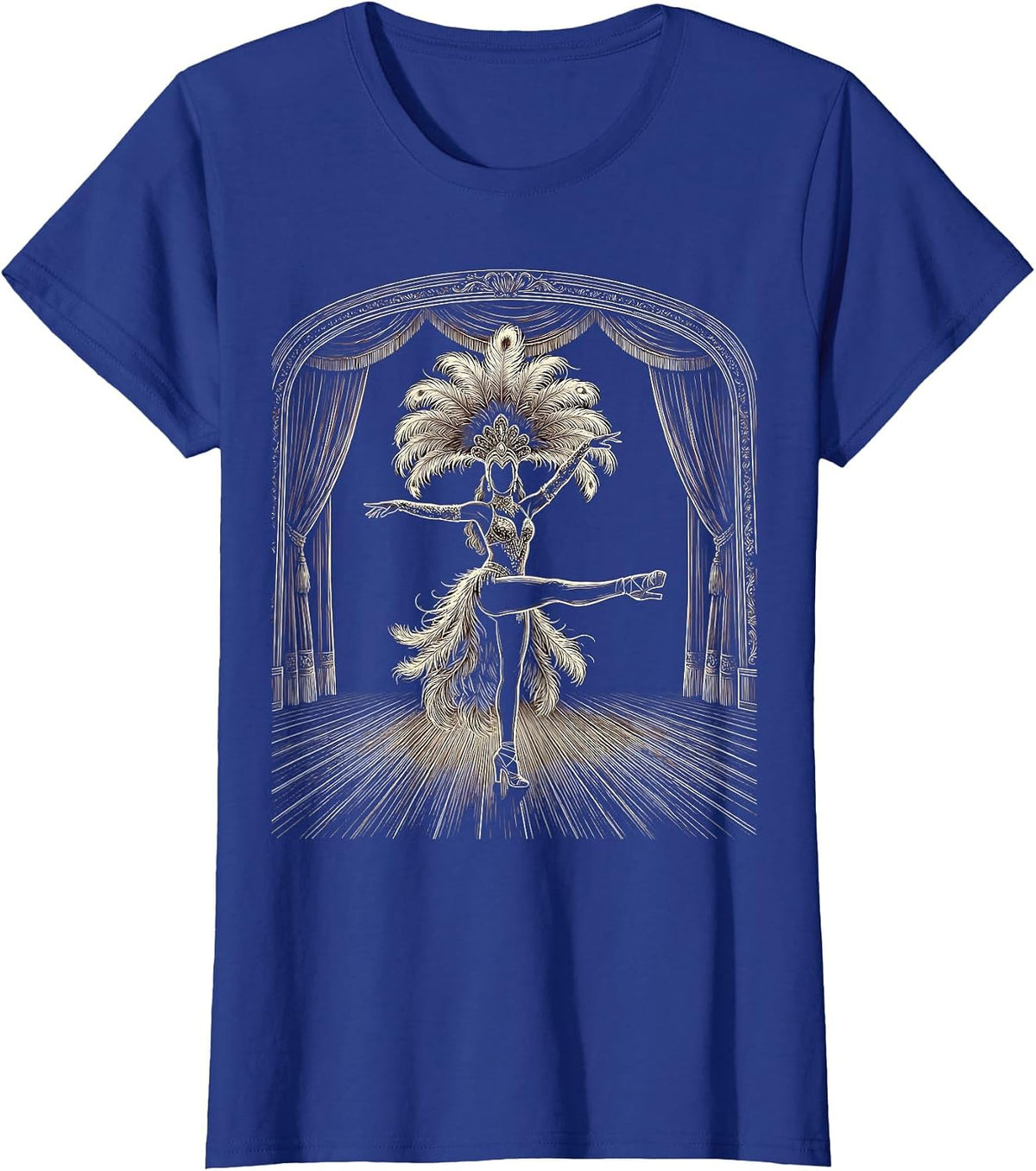 Women's Lone Dancer on Stage Showgirl Life Graphic T-Shirt - Royal Blue