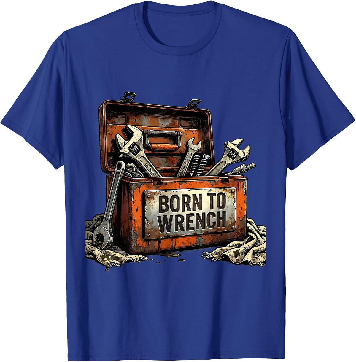Men's Born to Wrench Mechanic Graphic Design T-Shirt - Royal Blue