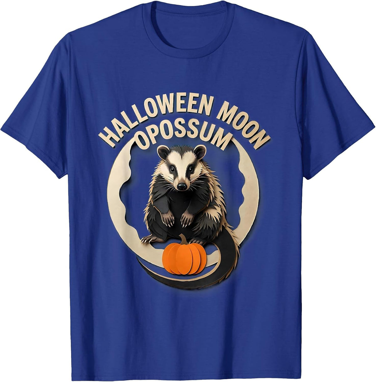 Halloween Moon Opossum Whimsical Spooky Opossum Halloween T-Shirt - Royal Blue