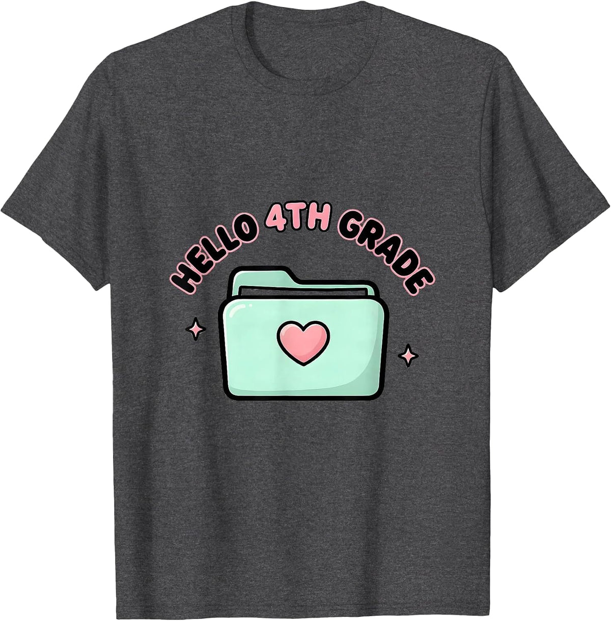 Men's Hello 4th Grade Cute Kawaii Back To School Grade Level Team T-Shirt - Dark Heather Grey