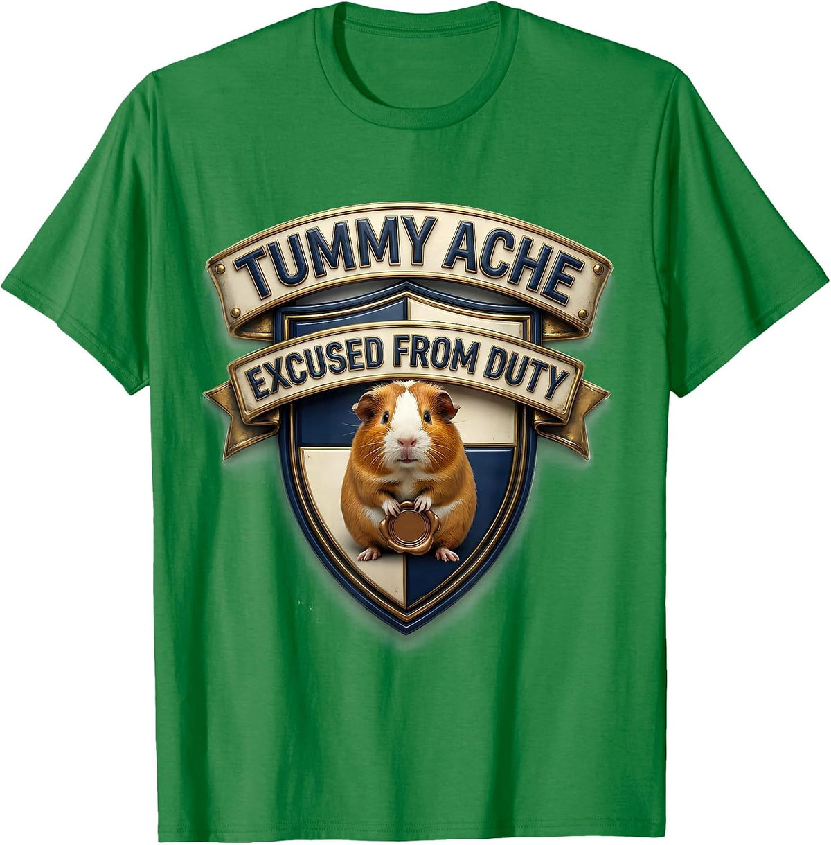 Men's Tummy Ache Excused From Duty Funny Guinea Pig Meme Humor T-Shirt - Kelly Green