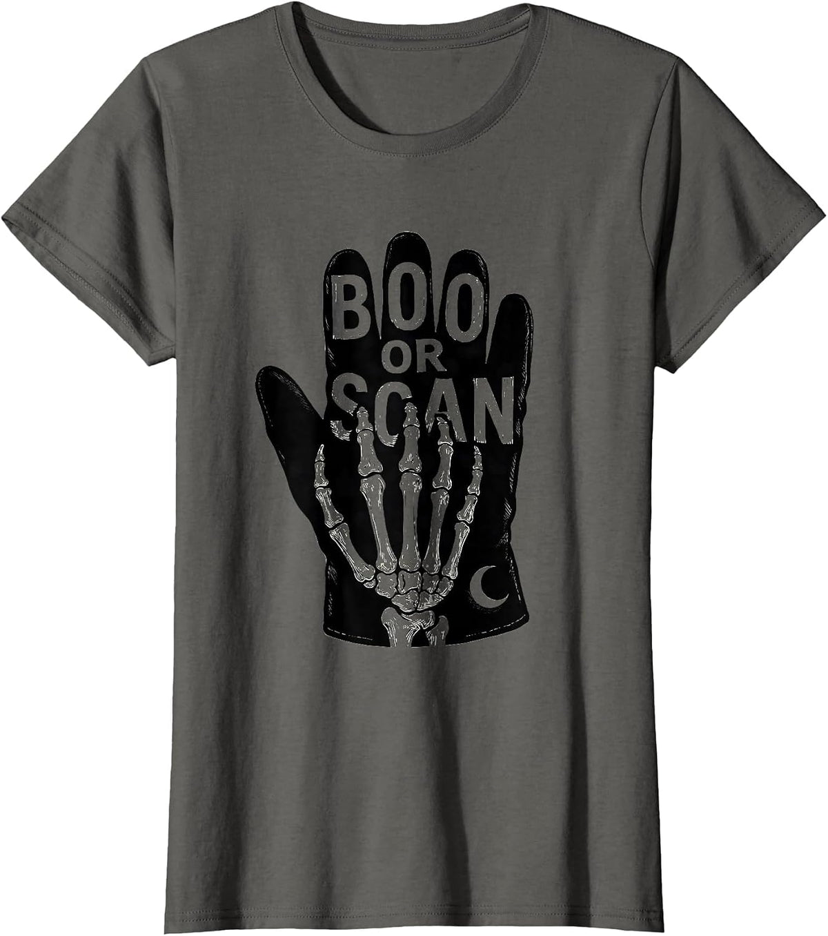 Women's Boo Or Scan Scratchboard Radiology Tech Halloween Workplace T-Shirt - Asphalt Grey