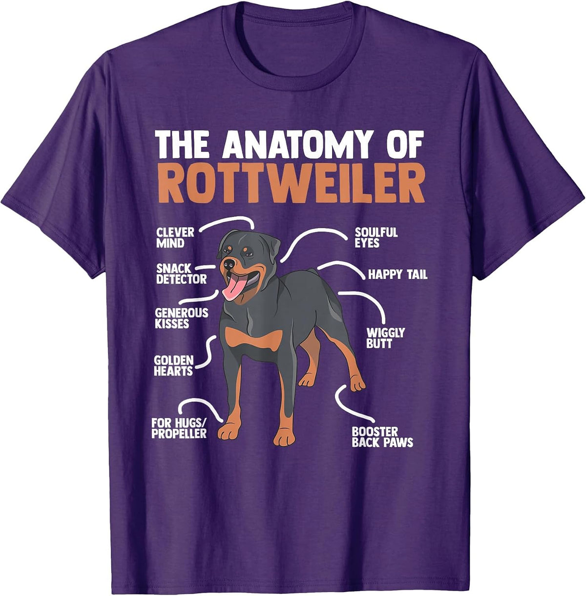 The Anatomy of A Rottweiler for Any Rottweiler Lover T-Shirt - Purple