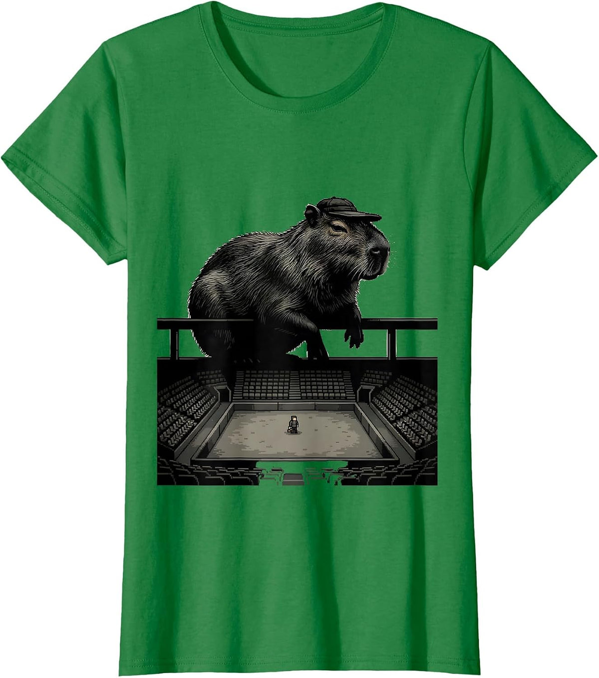Capybara Gamer Humor Video Games Silhouette T-Shirt - Kelly Green