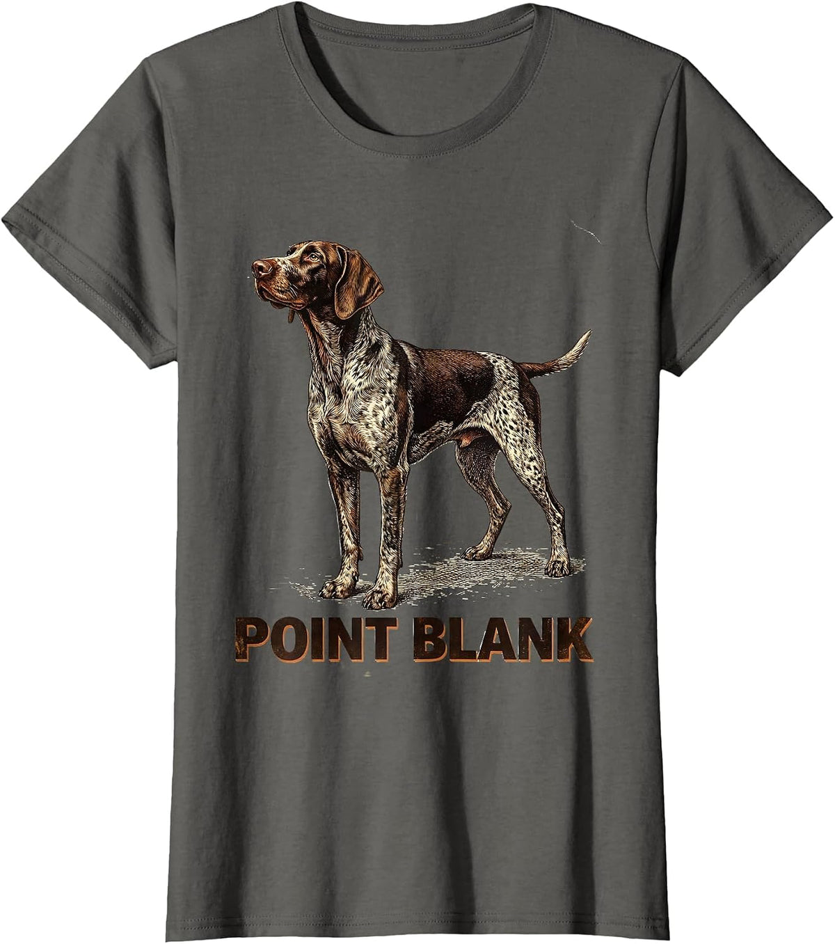Women's Point Blank Vintage German Shorthaired Pointer Dog Lover T-Shirt - Asphalt Grey