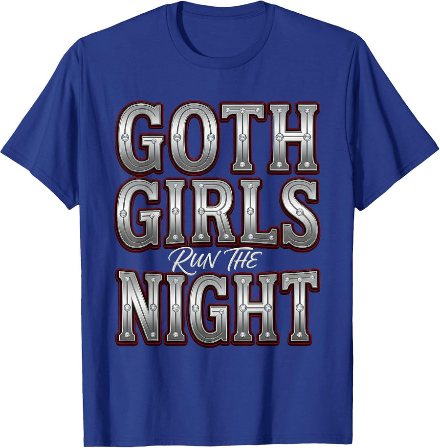 Goth Girls Run The Night Dark Aesthetic Design T-Shirt - Royal Blue