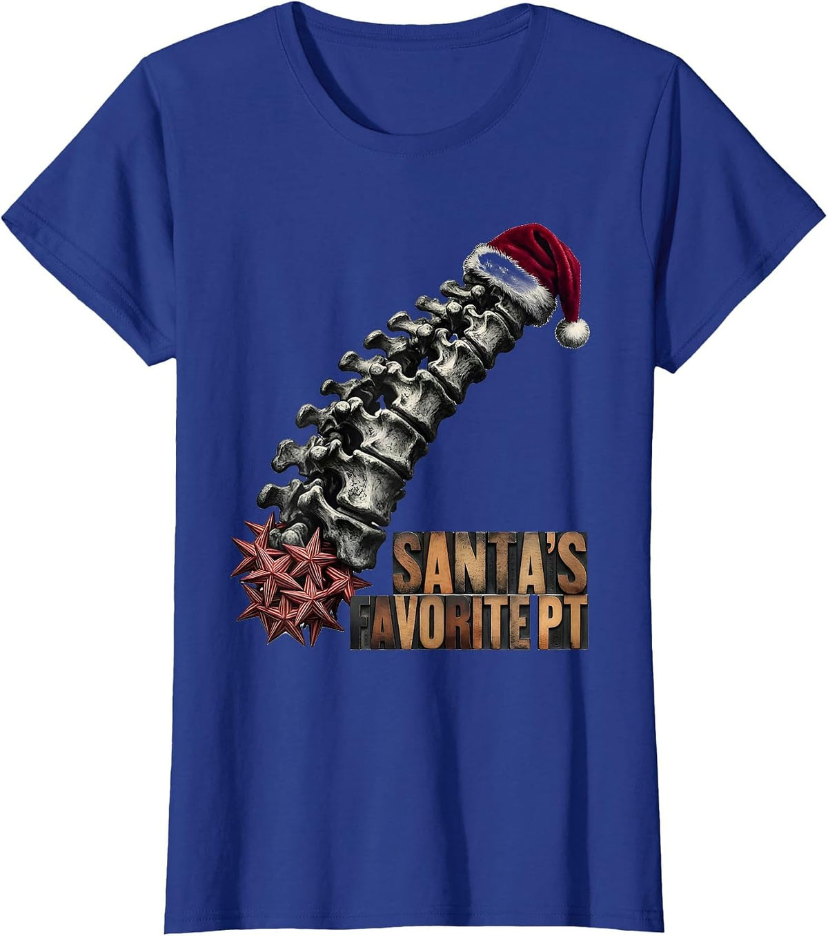 Women's Santa's Favorite PT Funny Physical Therapist Christmas Rehab T-Shirt - Royal Blue