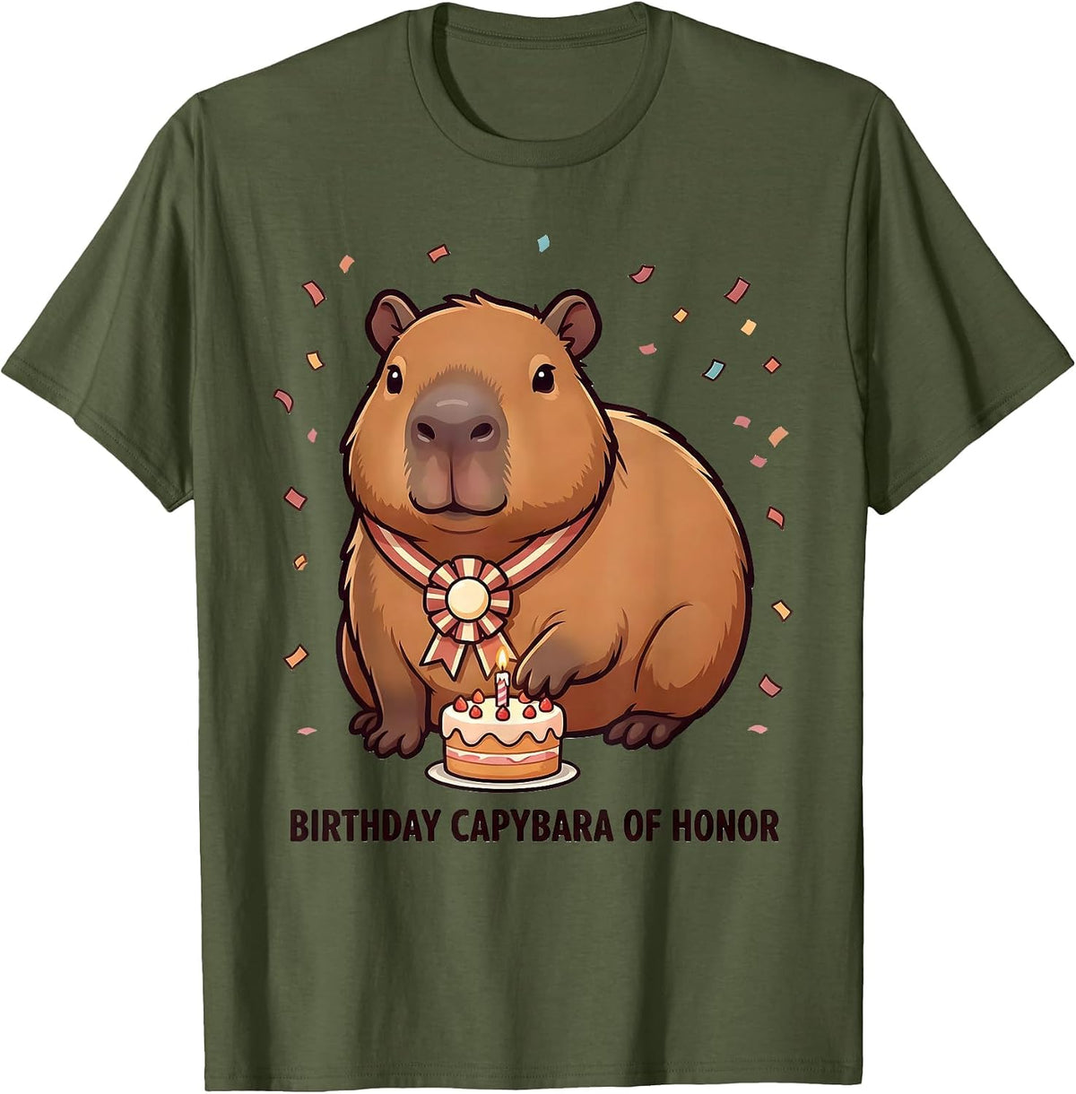 Men's Birthday Capybara Of Honor Cute Kawaii Animal Lover Birthday T-Shirt - Olive Green