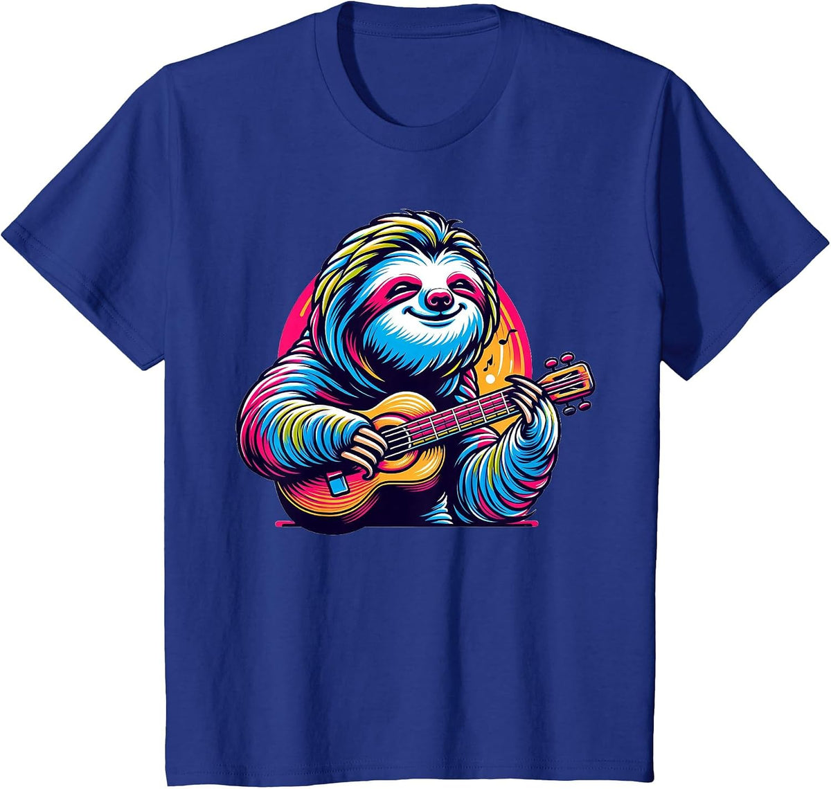 Cute Sloth Playing Guitar Sloths Musician Music T-Shirt - Royal Blue
