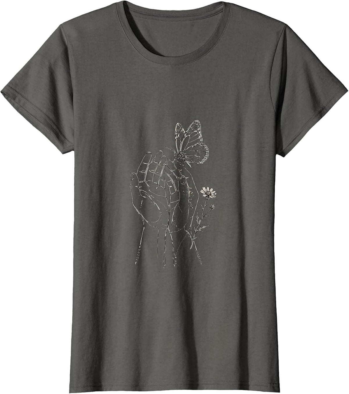 Women's Be Kind Child Releasing Butterfly Graphic T-Shirt - Asphalt Grey