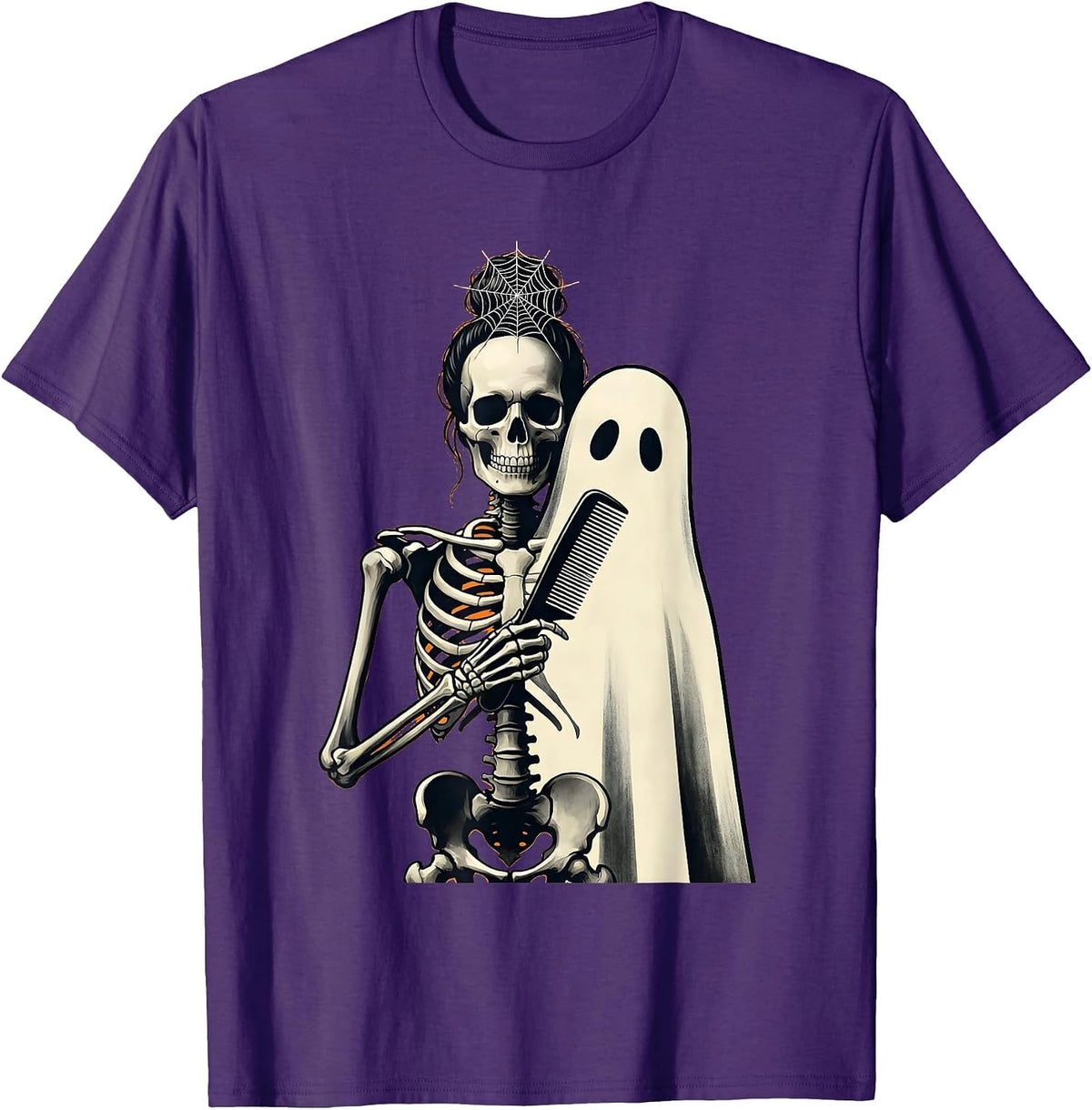 Skeleton Hairstylist Ghost Client Halloween Humor T-Shirt - Purple