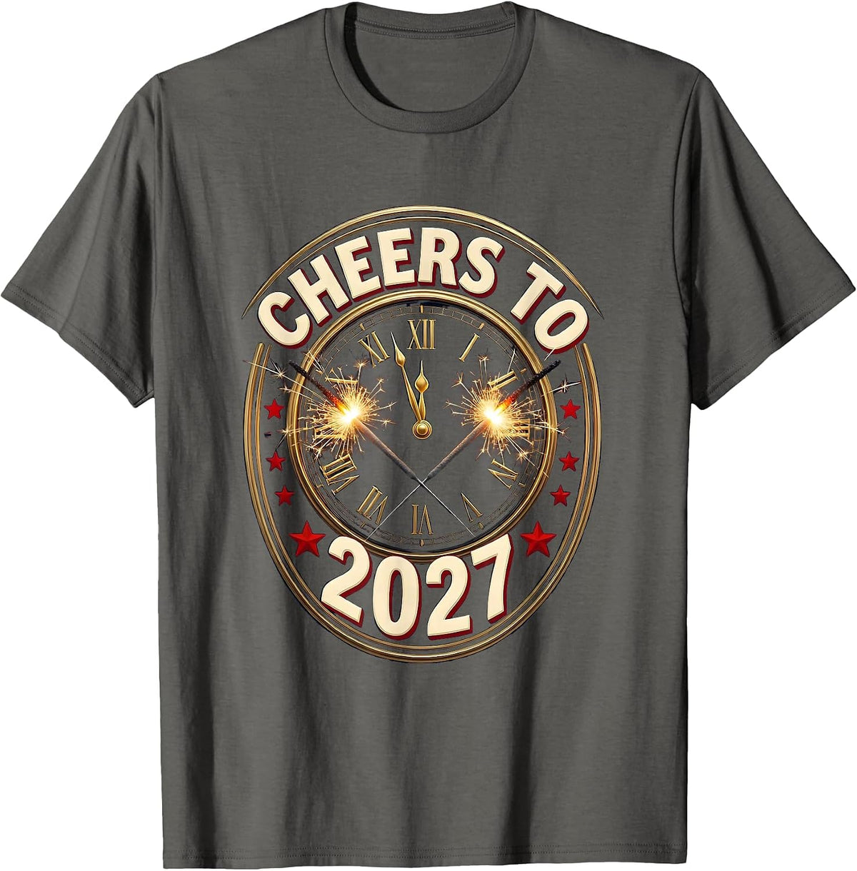 Men's Cheers To 2027 Emblem Novelty Party Countdown T-Shirt - Asphalt Grey