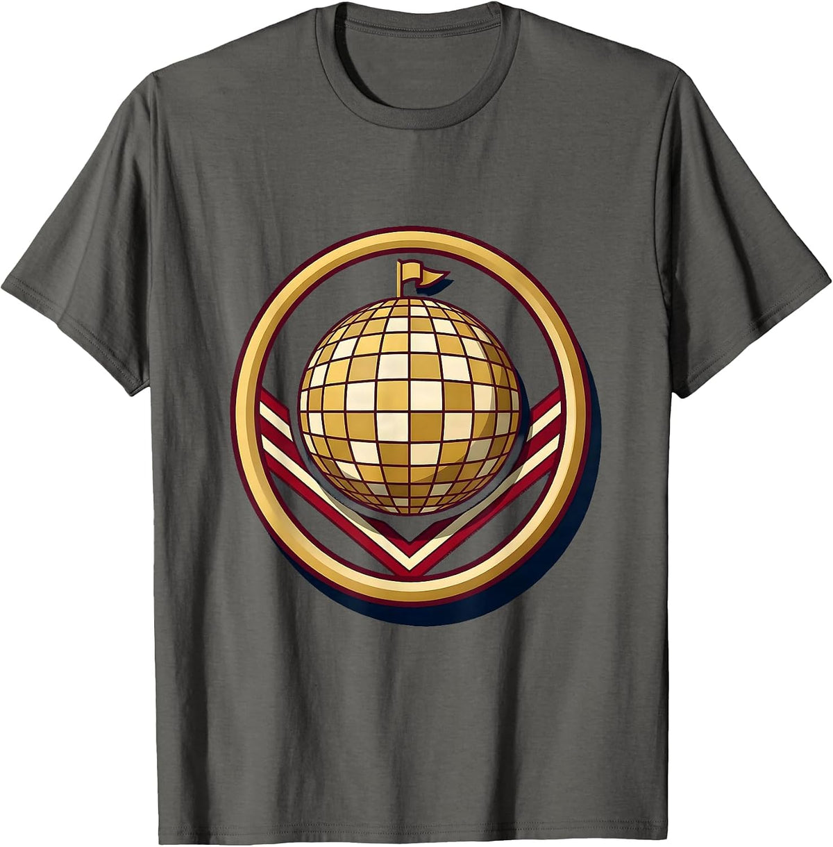 Sealed Disco Ball Badge Retro 70s Party Costume T-Shirt - Asphalt Grey
