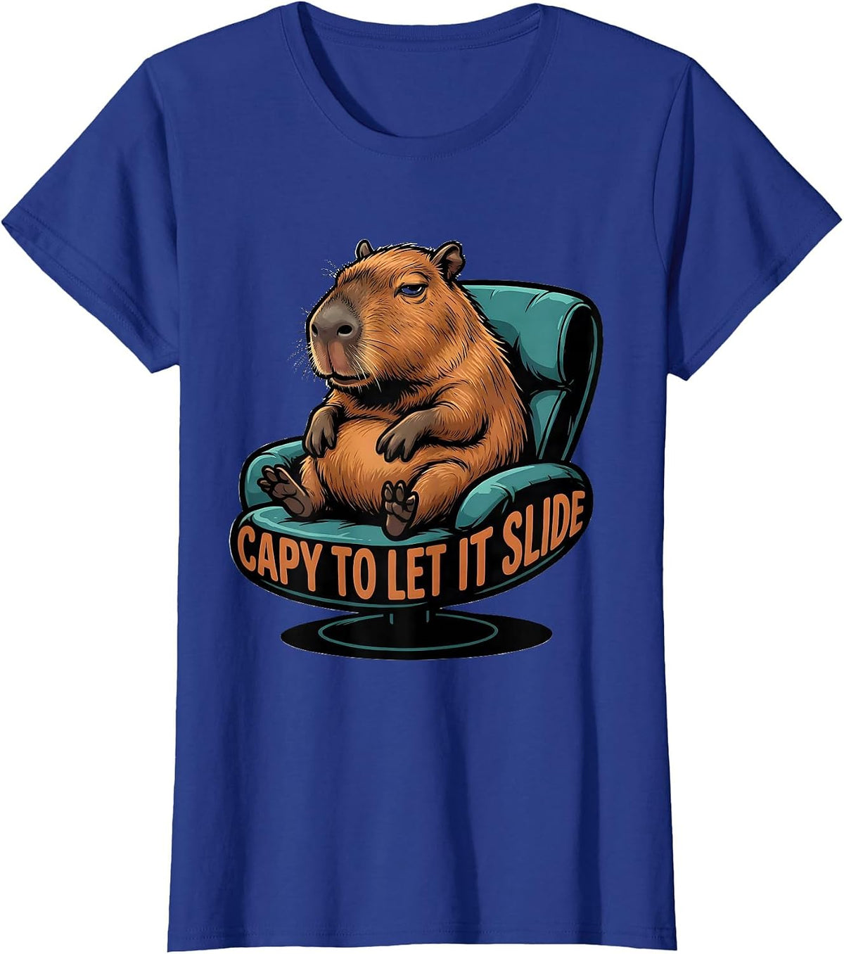 Women's Capy To Let It Slide Funny Capybara Gamer Meme Humor T-Shirt - Royal Blue