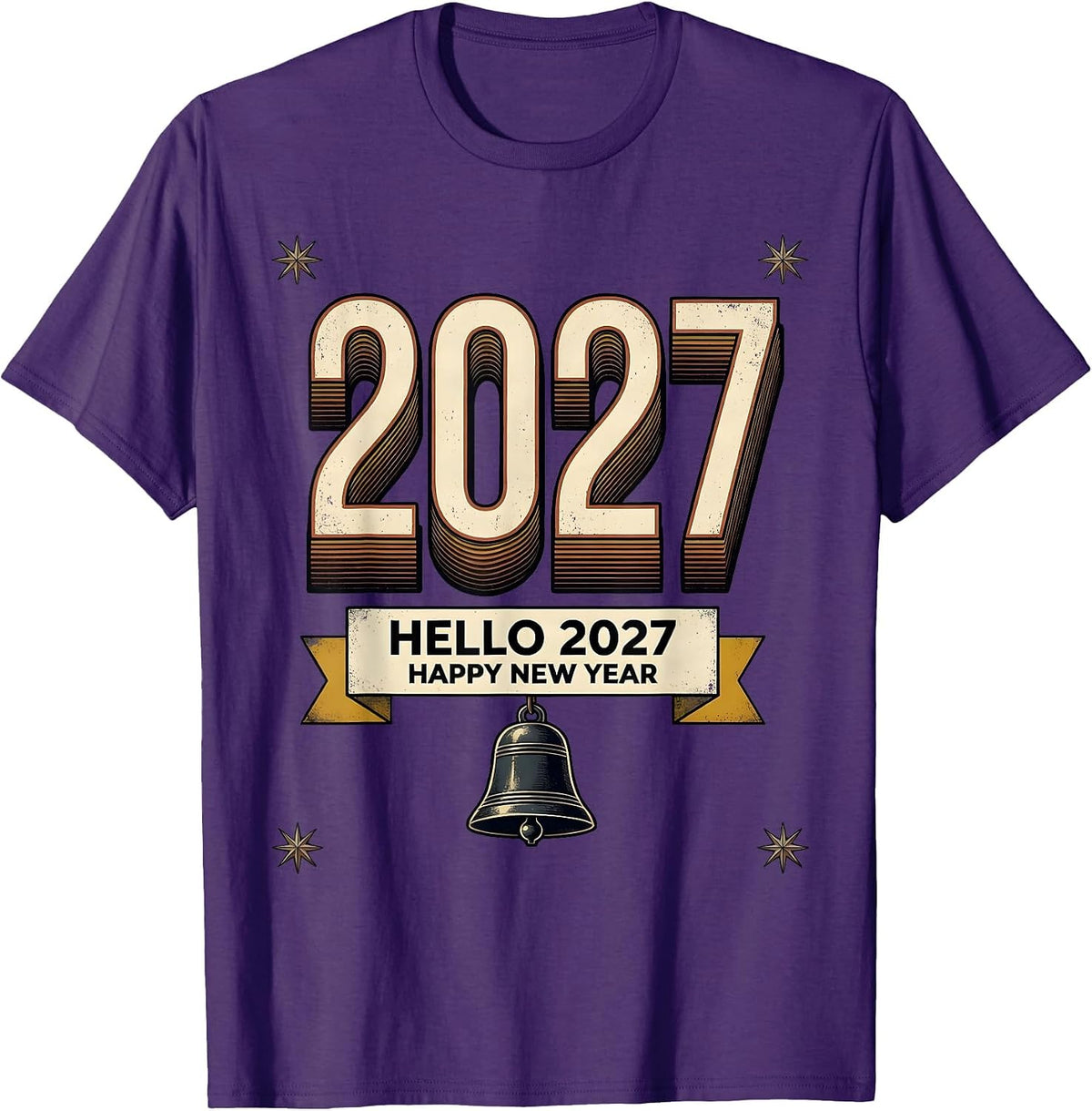 Men's Hello 2027 Happy New Year Vintage Party Family Matching T-Shirt - Purple