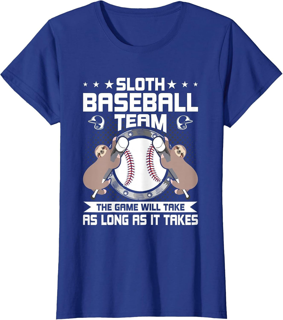 Sloth Baseball Team Baseball Lover T-Shirt - Royal Blue