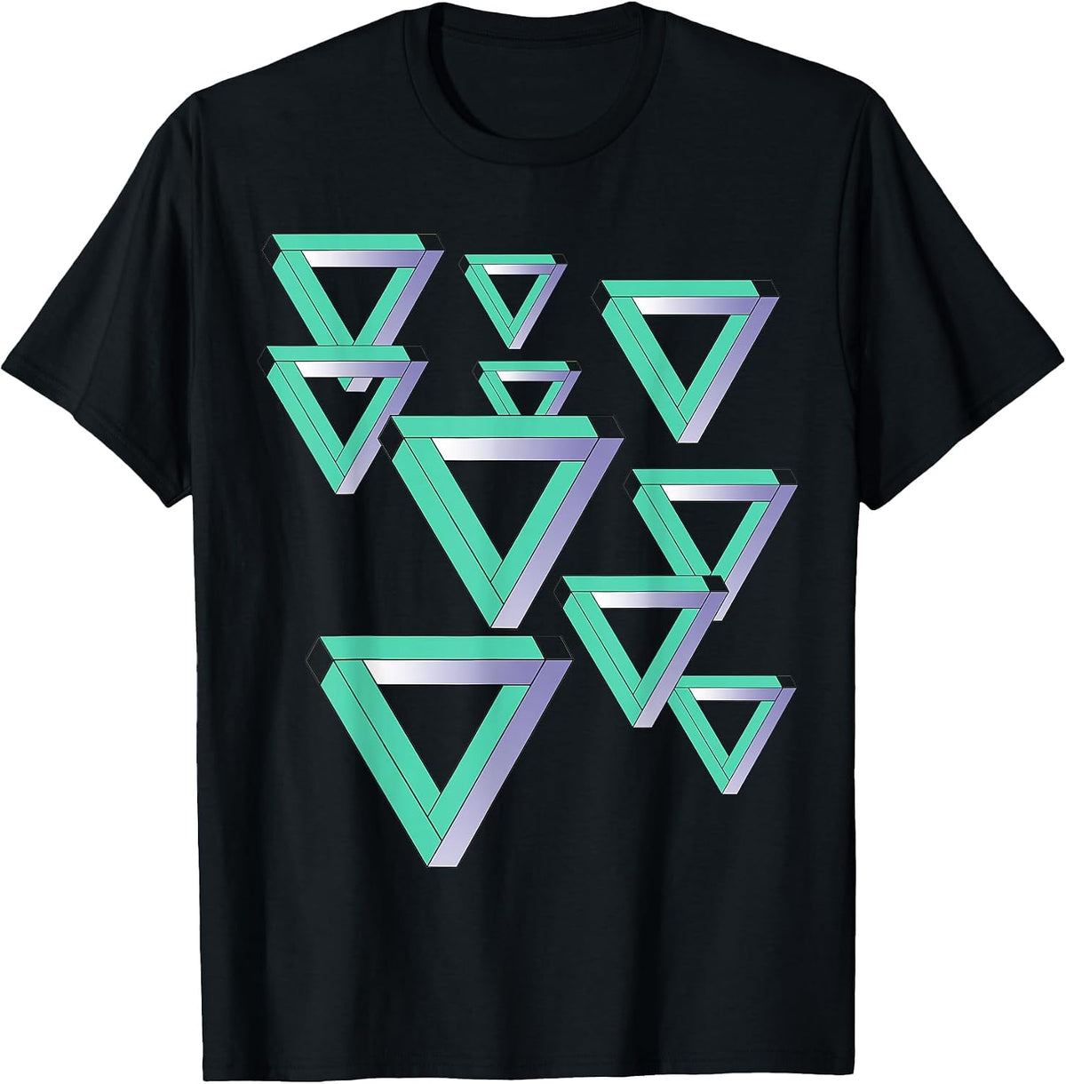 Funny Sheldon Nerdy Penrose Triangles Optical Illusion Geek T-Shirt - Black