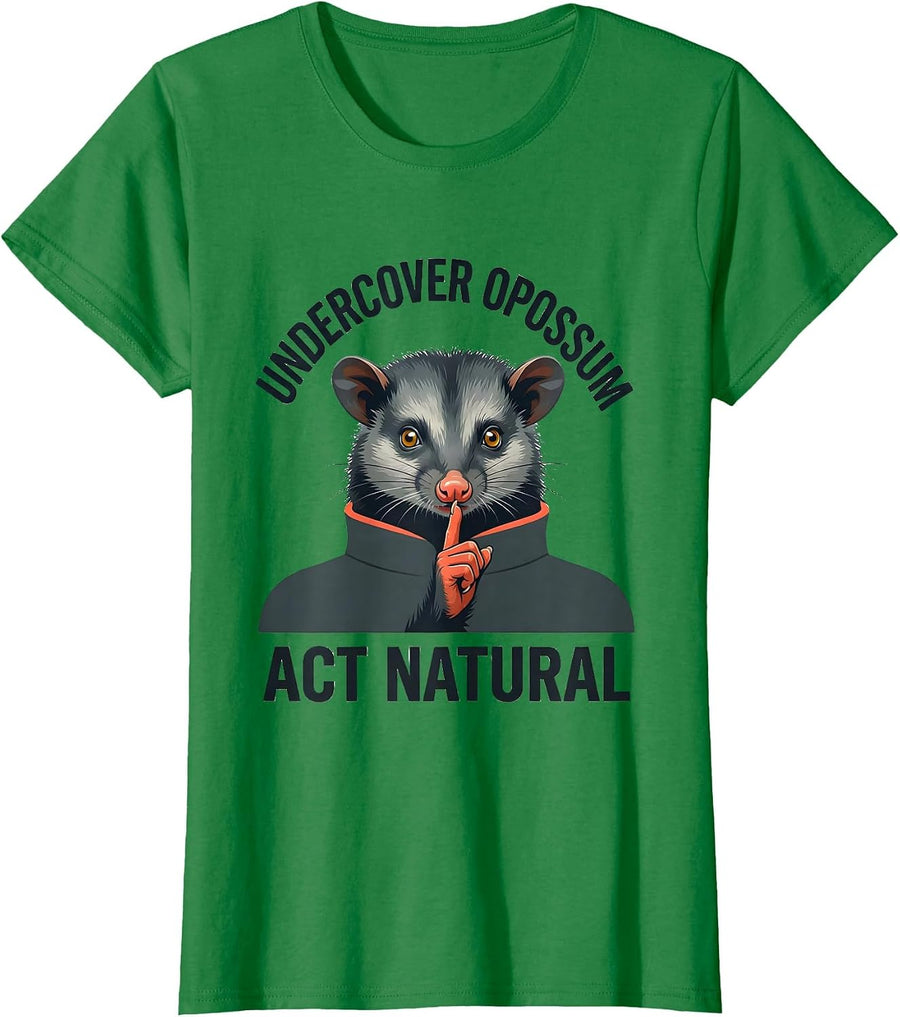 Women's Undercover Opossum Act Natural Funny Halloween Costume T-Shirt - Kelly Green