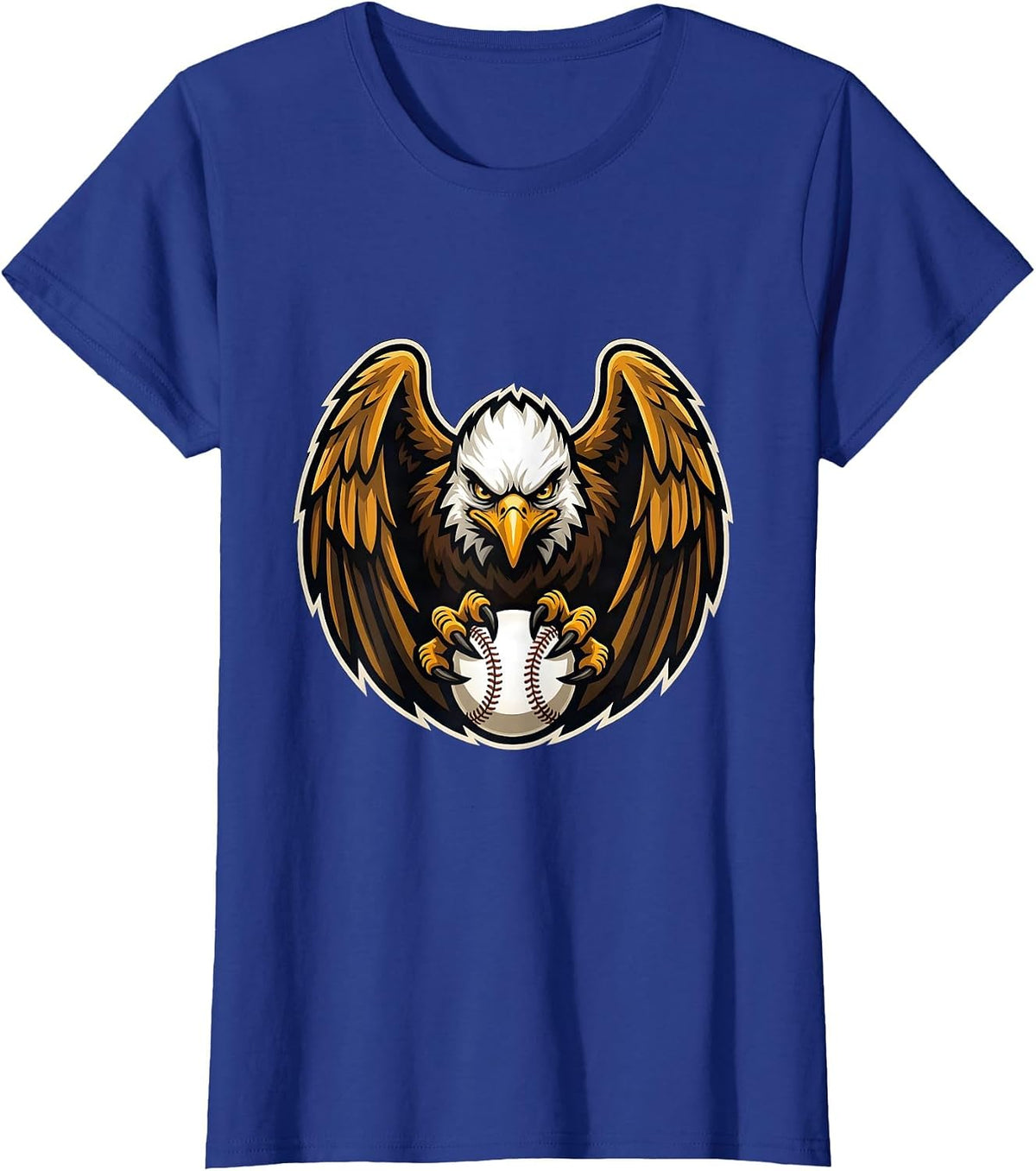 Women's Eagle Clutching Baseball Graphic Tee T-Shirt - Royal Blue