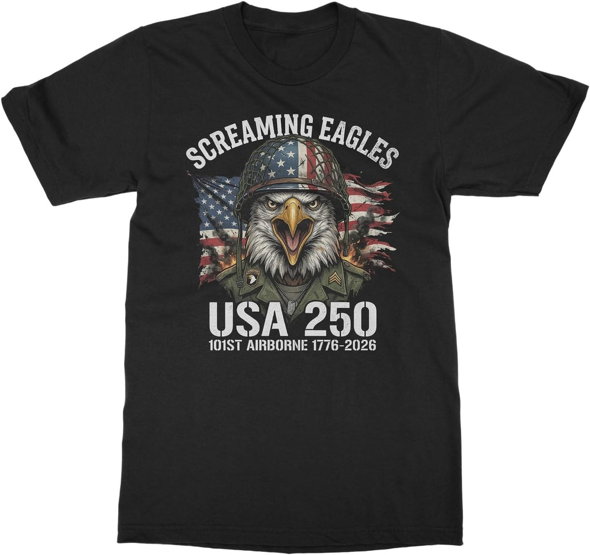 250 Years USA 101st Airborne Screaming Eagles Unisex T-Shirt - Black