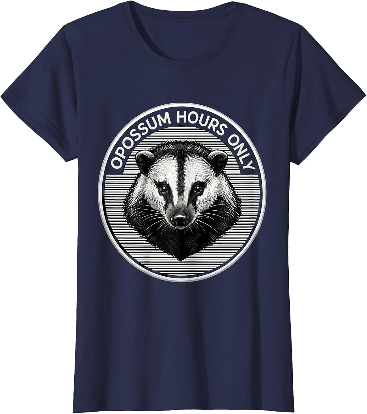 Women's Opossum Hours Only Funny Nocturnal Design T-Shirt - Navy Blue