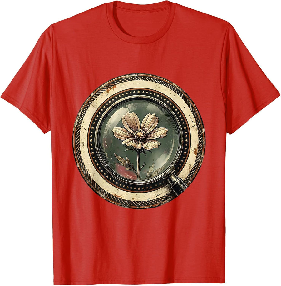 Men's Special Education Teacher Magnifying Glass Flower T-Shirt - Red