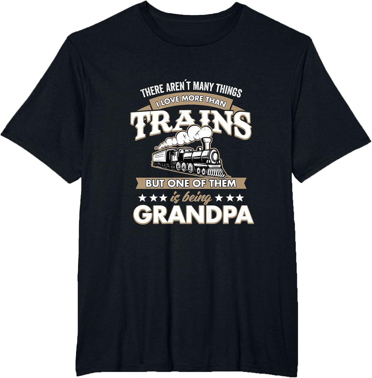 I Love More Than Trains Being Grandpa Railway T-Shirt - Black