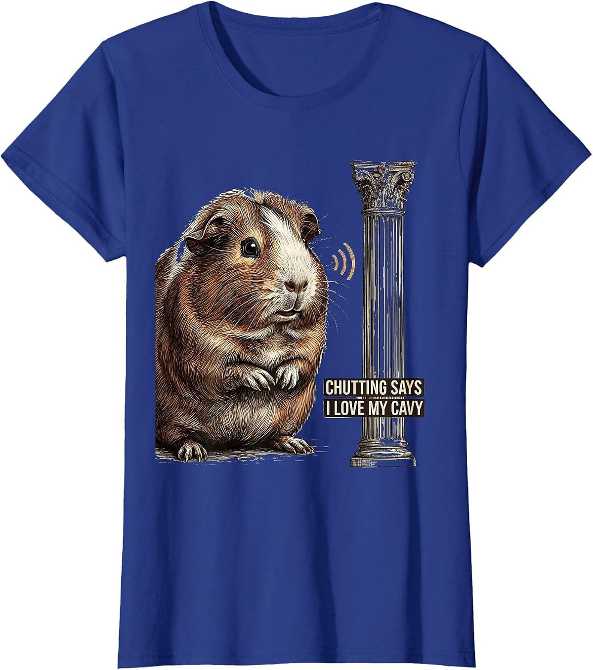 Women's Chutting Says I Love My Cavy Funny Guinea Pig Lover Humor T-Shirt - Royal Blue