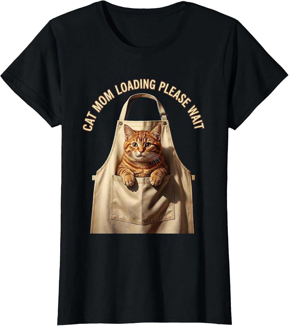 Cat Mom Loading Please Wait Funny Cat Design T-Shirt - Black