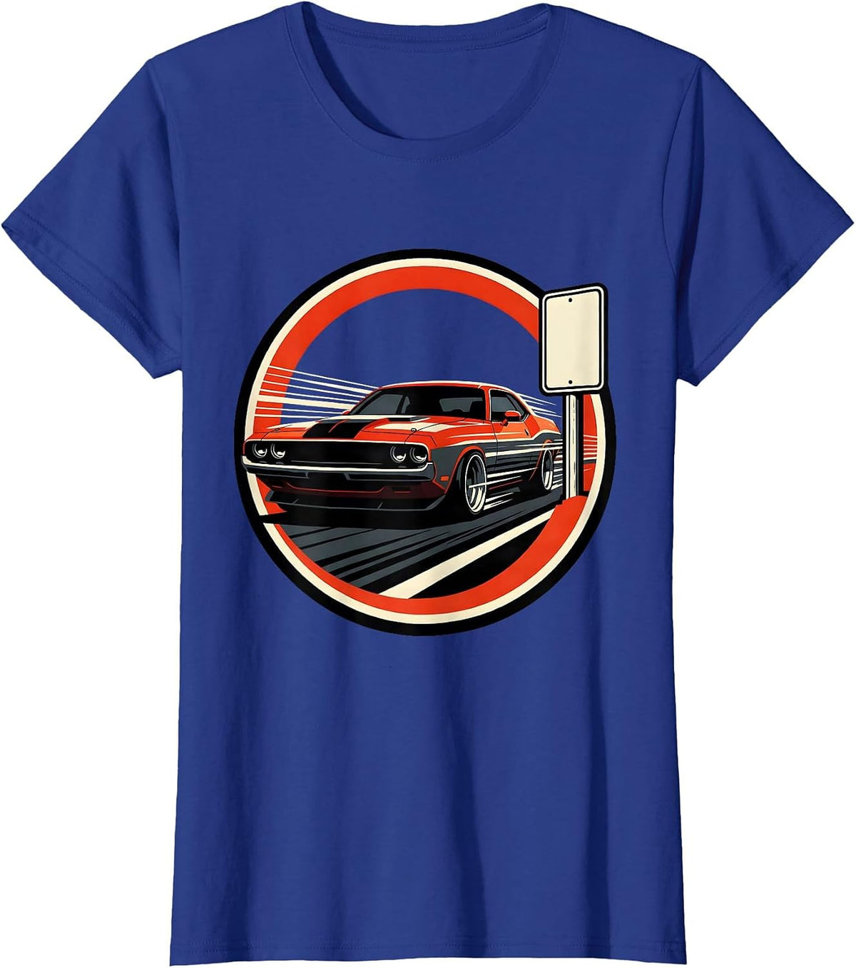 Women's Racing Lifestyle Labor Day Muscle Car Design T-Shirt - Royal Blue