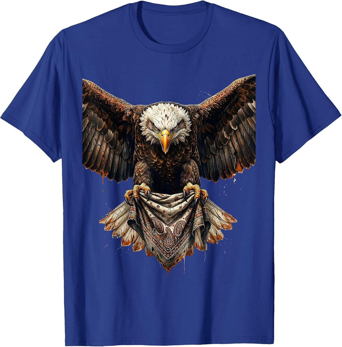 Eagle Clutching Bandana Graphic Tee T-Shirt - Royal Blue