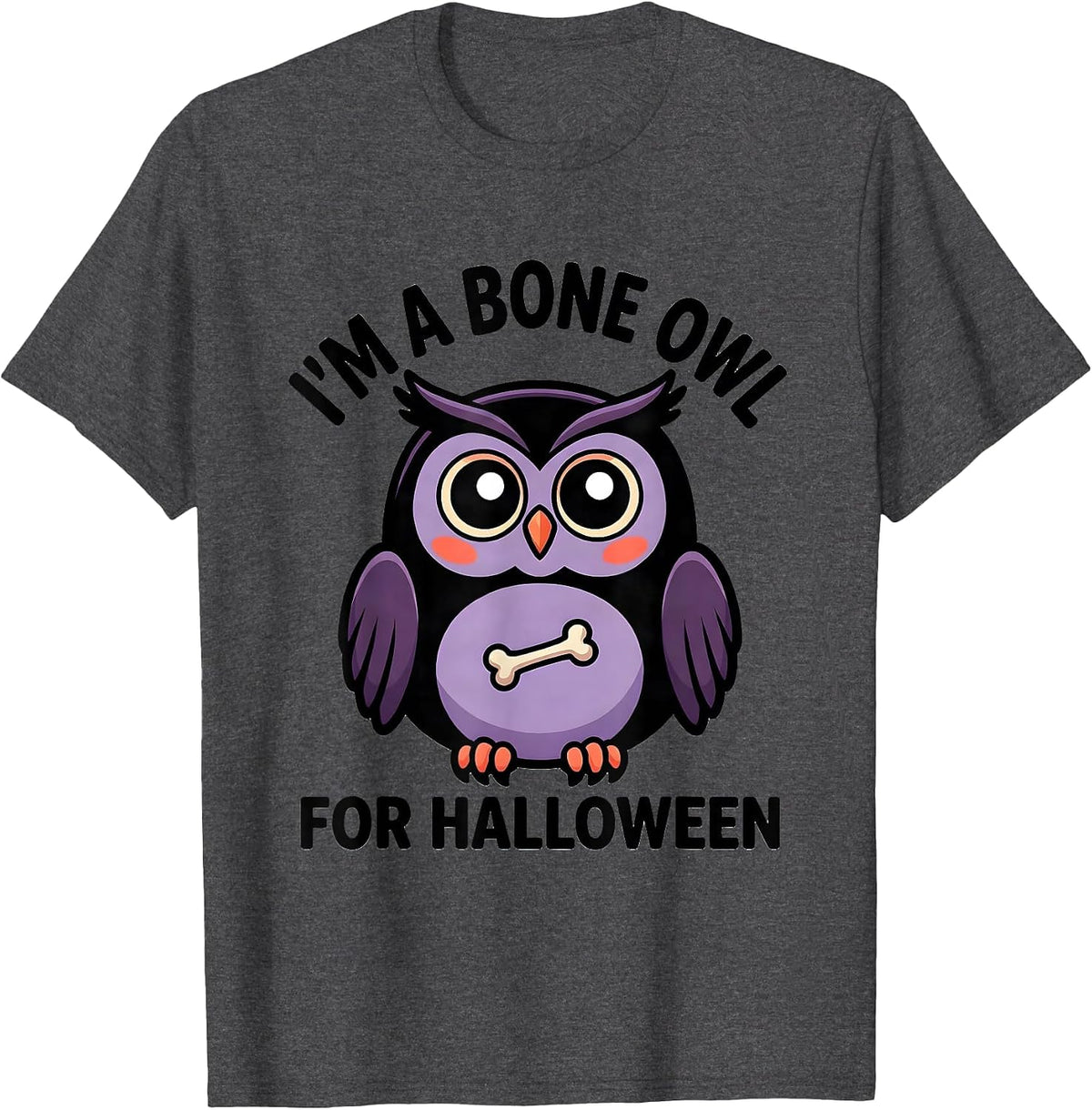 Men's I'm A Bone Owl For Halloween Kawaii Pastel-Goth Halloween T-Shirt - Dark Heather Grey