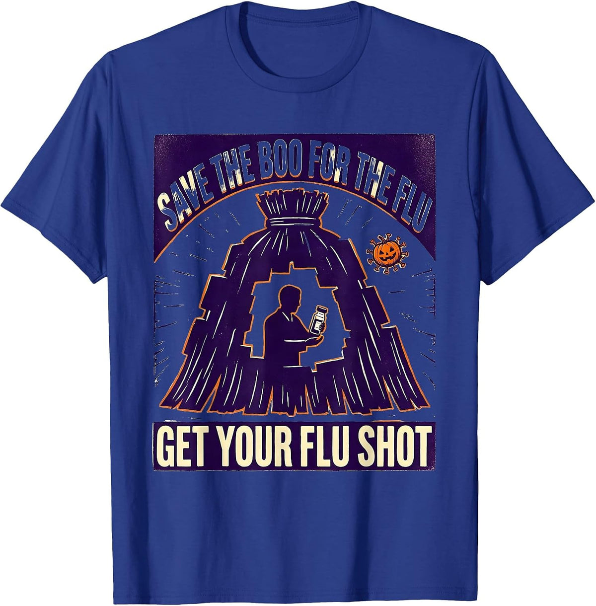 Men's Save The Boo For The Flu, Get Your Flu Shot Funny T-Shirt - Royal Blue