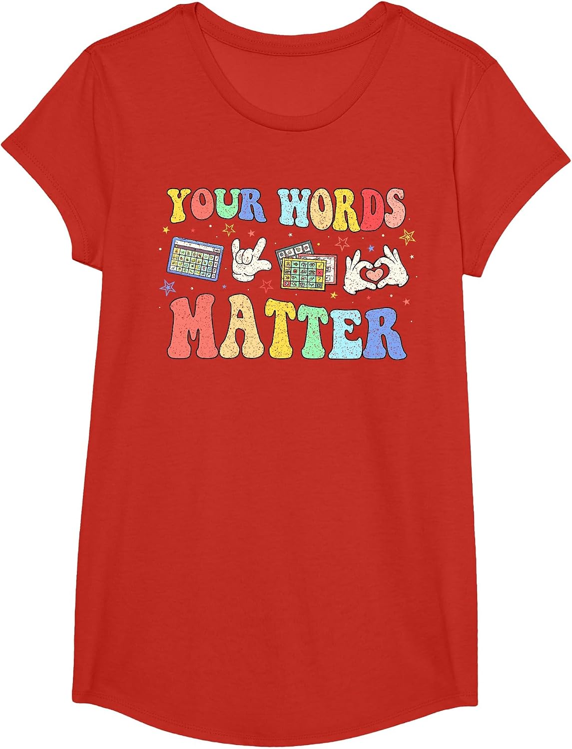 Your Words Matter AAC SPED Teacher Inclusion Back to School T-Shirt - Girls Red