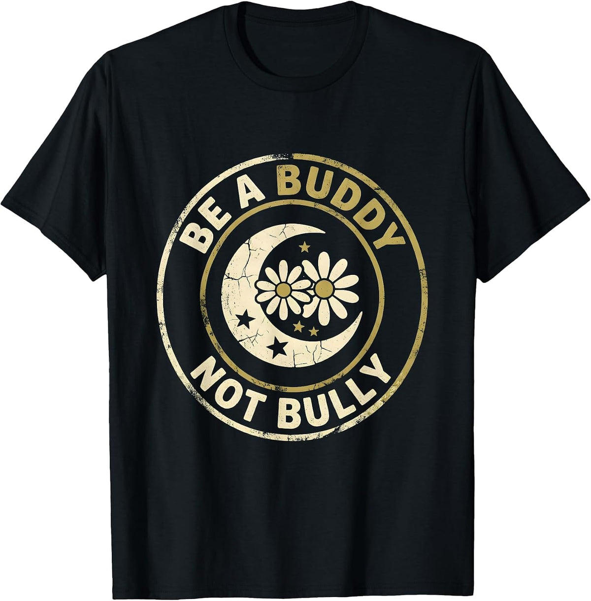 Men's Be a Buddy Not a Bully Anti-Bullying Design T-Shirt - Black