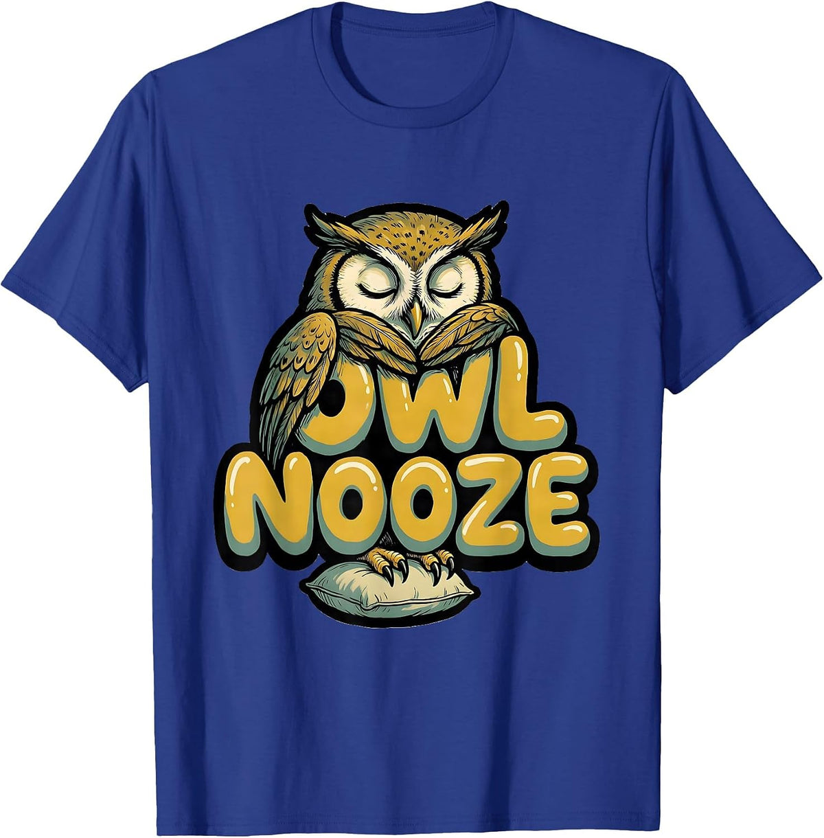 Men's Owlnooze Official Sleepshirt Cute Sleeping Owl Animal Lover T-Shirt - Royal Blue