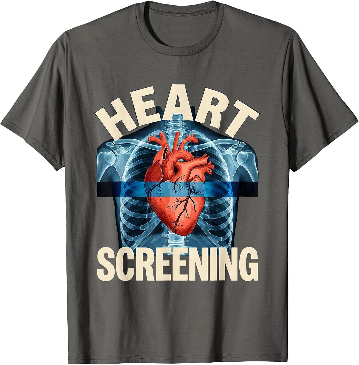Heart Screening Funny Radiology Tech Valentine Skeleton T-Shirt - Asphalt Grey