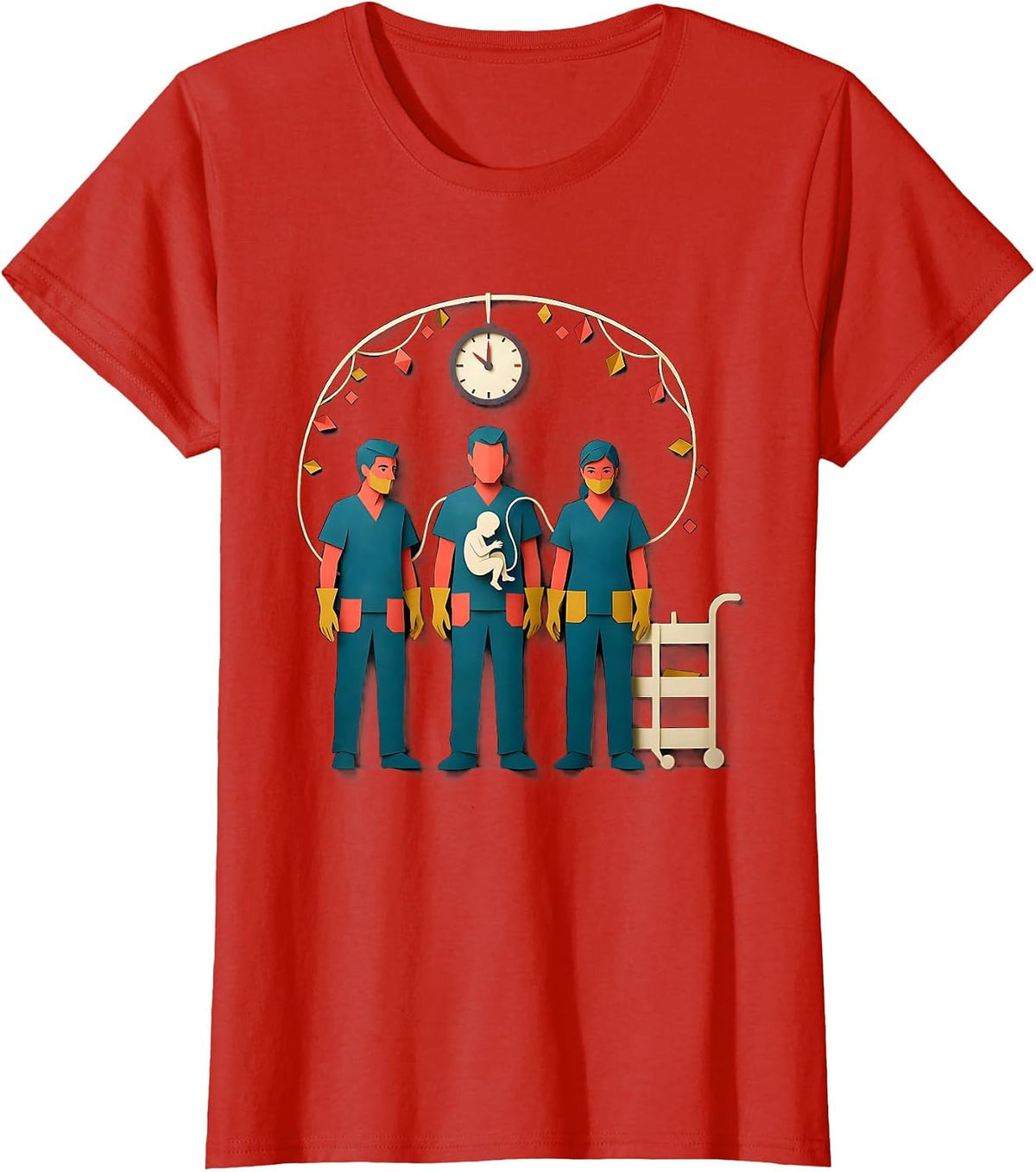 Scrubbed Nurse Crew New Year Eve Party Humor T-Shirt - Red
