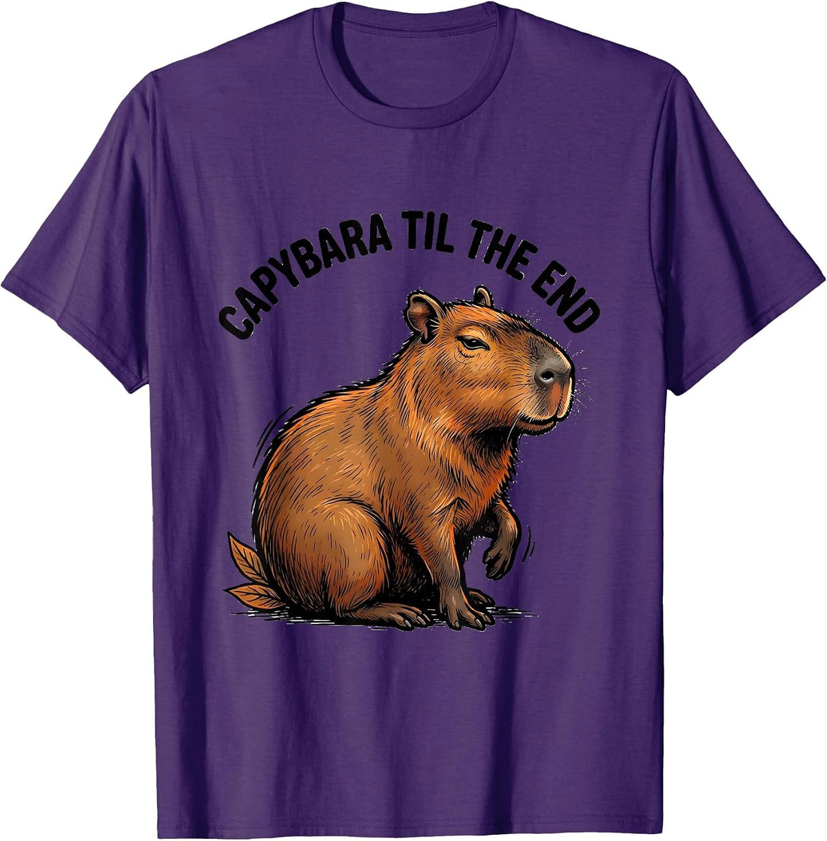 Men's Capybara Til The End Funny Animal Meme Gamer Humor T-Shirt - Purple